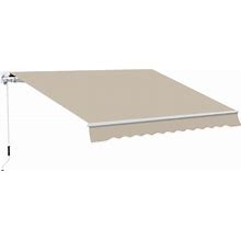 Outsunny 12' X 10' Retractable Awning, Manual Outdoor Sunshade Shelter For Patio, Balcony, Sunshade Canopy W/ Adjustable & Versatile Design, Beige