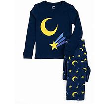 Leveret Kids Boys Girls Cotton Top & Fleece Pants Pajamas Moon 10 Years