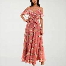 Premier Amour Short Sleeve Floral Maxi Dress | Pink | Womens 12 | Dresses Maxi Dresses