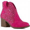 Sugar Comet Women's Rhinestone Ankle Boots, Size: 7.5 Medium, Pink