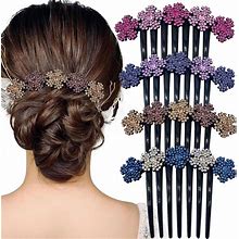 Kuuguu 4 PCS Women Flower Hair Comb Pins Rhinestone Slide Clips Bride Wedding Headdress Hair Accessories