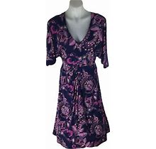 Trina Turk Dress Paisley Print Jersey Midi Dress Blue Purple Size 4