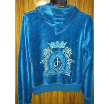 Vintage Juicy Couture Size L (Runs Small) Velour Tracksuit Set Teal Made In USA