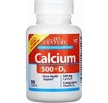 21st Century, Calcium 500 + D3, 5 Mcg (200 IU), 90 Tablets, CEN-27516