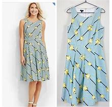 Talbots Dresses | Talbots Tulip Floral Stripe Fit & Flare Knee Length Dress | Color: Blue/Yellow | Size: 8