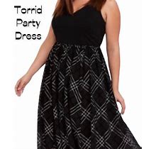 Torrid Dresses | Torrid Black Plaid Ponte Dress Nwt Part Dress Holiday Size 14 | Color: Black/Silver | Size: 14