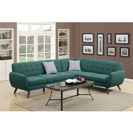 2Pcs Modern Laguna Polyfiber Linen-Like Fabric Sectional Sofa Set With Clean Lines And Curves And Accent Tufted Back Support For Living Room