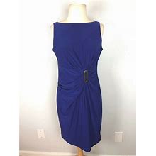 Anne Klein Blue Faux Wrap Dress, Size 8