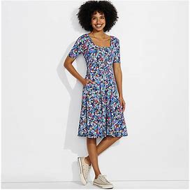 Women's Elbow Sleeve Fit And Flatter Dress - Lands' End - Blue - S