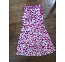 Adrianna Papell Cocktail Dress Size 10 Pink Lace