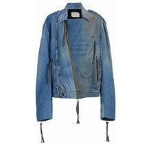 Greg Lauren Women's Overall Brando Denim Moto Jacket - Denim Blue - Size XS