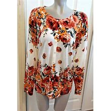 Croft & Barrow Ladies Plus 3X Floral Long Sleeves Blouse Buttons Down