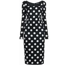 Dolce&Gabbana Women's Polka Dot Square-Neck Sheath Midi-Dress - Nero - Size 2