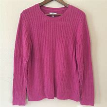 Pink Sweater Womens Xl Cable Knit Classic Crewneck Croft & Barrow