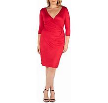 24/7 Women's Plus Size Comfort Apparel Knee Length V Neck Plus Size Dress