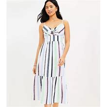 Loft Dresses | Ann Taylor Loft Striped Tie Front Strappy Midi Dress 12P | Color: White | Size: 12P