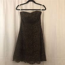 Shoshanna Dresses | Shoshanna Brown Lace Strapless Party Dress Size 2 | Color: Brown | Size: 2
