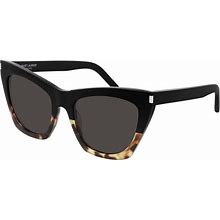 SAINT LAURENT Women's Kate Sunglasses, Havana/Black/Black, One Size