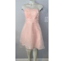 David's Bridal Short Strapless Organza Dress With Full Skirt Style