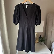 H&M Dresses | Black Puff Sleeve Dress | Color: Black | Size: Xs