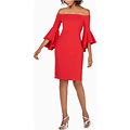 Calvin Klein Womens Off-The-Shoulder Mini Sheath Dress Red 16