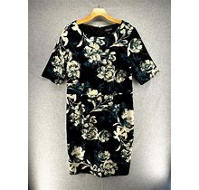 Liz Claiborne Womens Dress Size 16 Floral Multicolor Short Sleeve Midi