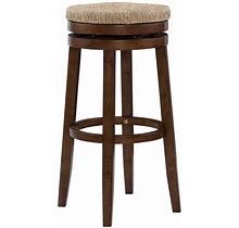 Linon Maya 25" Wood Swivel Seagrass Seat Counter Stool In Walnut Brown, Bar Stools