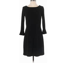 Ann Taylor Factory Casual Dress - Sheath Crew Neck 3/4 Sleeve: Black Solid Dresses - Women's Size 0 Petite