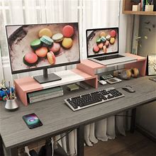 Hokku Designs Meras Monitor Stand Wood In Pink/White | 6.3 H X 19.5 W X 9.3 D In | Wayfair 4D727bf3f14df314a68f69e8dc851b4b