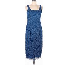 Alex Evenings Casual Dress - Sheath Square Sleeveless: Blue Brocade Dresses - Women's Size 6