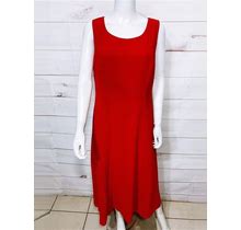 Danny & Nicole Womens Midi Dress Size 14 Red Lined Sleeveless Back Zip