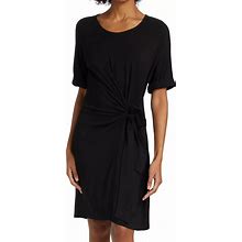 Nic+Zoe Black Eaze Tie Crewneck Dress L138614 Womens Size M