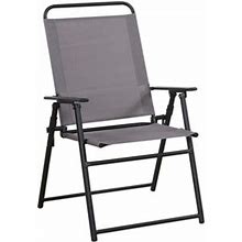 Living Accents Chair Black Steel Frame Sling Gray FTS50BG-G