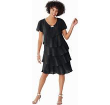 Plus Size Women's Three-Tier Dress By Woman Within In Black (Size 16 W)