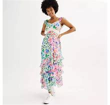 Juniors' SO® Ruffle Maxi Lace Detail Dress, Girl's, Size: Medium, Med Pink