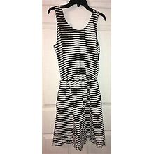 Isani For Target Striped Black S White Dress Scalloped Embroidered