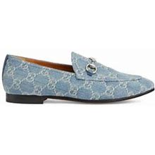 Gucci Women's Princetown GG Monogram Denim Loafers - Light Blue - Size 9.5