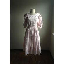 Vintage 80S Di Nuovo V Back Pink Cotton Side Zip Wide Shirt Dress