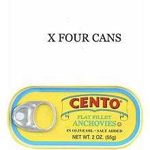 CENTO Flat Anchovy Fillets In Olive Oil 2 Oz Can X4