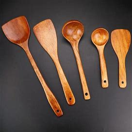 1 Set, Wooden Utensil Set, Wooden Spoons For Cooking Set, Wooden Utensils For Cooking, Safety Cooking Utensils Set, Non-Stick Cooking Utensils,Temu