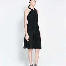 Zara Dresses | Zara Black Sheer Midi Dress | Color: Black | Size: S