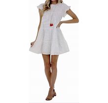 Hayden Dresses | Off White Eyelet Woven Short Dress With Ruffle Sleeves Nwt | Color: White | Size: M