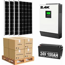 Complete Off-Grid Solar Kit - 2,400W 120V/24VDC [2.56-5.12Kwh Battery Bank] + 4 X 200W Solar Panels | Off-Grid, Mobile, Backup [RPK-PLUS]