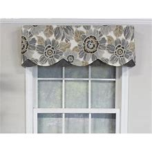 RL Fisher Verona Floral Cotton Scalloped 50" W Window Valance - Valances & Tiers In Brown | Size 15.0 H X 50.0 W In | P100087206_1060340959