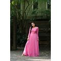 Dress Bell Sleeve Long Maxi Pink Color Ladies Casual Beautiful Round