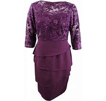 Alex Evenings Women's Petite Embroidered Tiered Dress