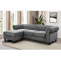 99" Chesterfield Sofa Couch,3 Seater Sofa With Ottoman And Reversible Chaise,Convertible L Shaped Couch With Rolled Arms And Tufted Cushions For Livin