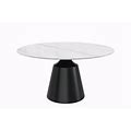 Leisuremod Prynn 60" Round Dining Table With Sintered Stone Top White