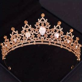 1Pc Crystal Tiara Glitter Crown Wedding Hair Jewelry Sparkly Headband Bridal Wedding Hair Accessories For Women Girls,Champagne,Handpicked,Temu