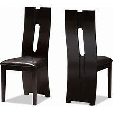 Baxton Studio Alani Dining Chair And Dining Chair Dark Brown Faux Leather Upholstered Dining Chair
